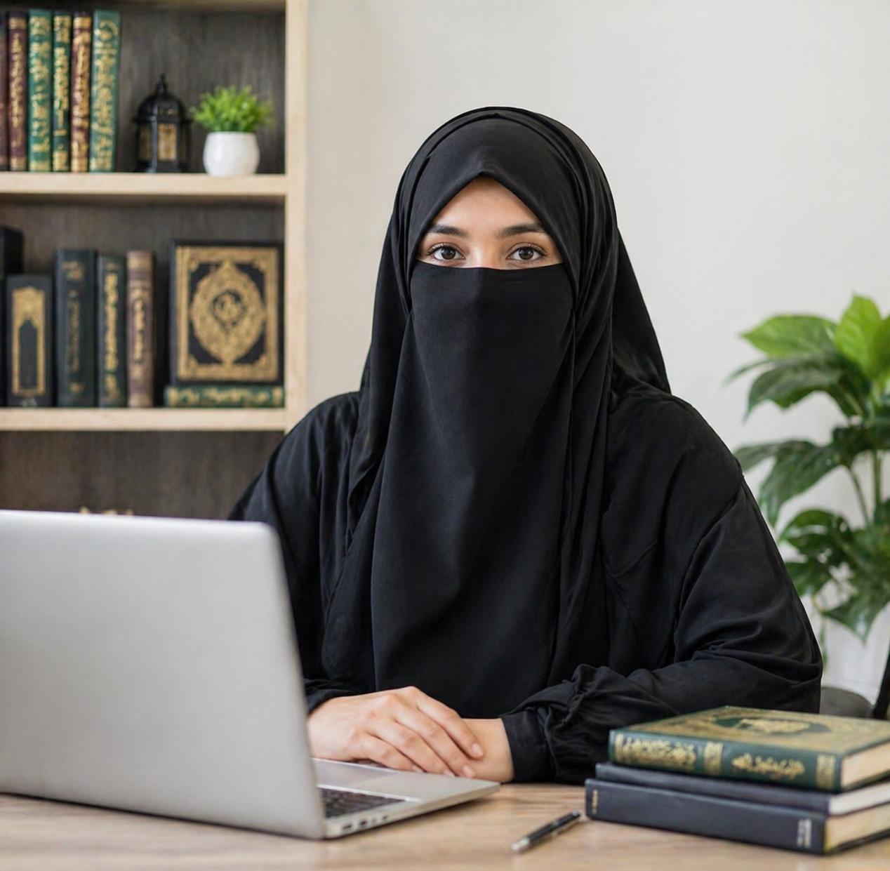 Hafiza Ayesha female quran teacher sitting in office